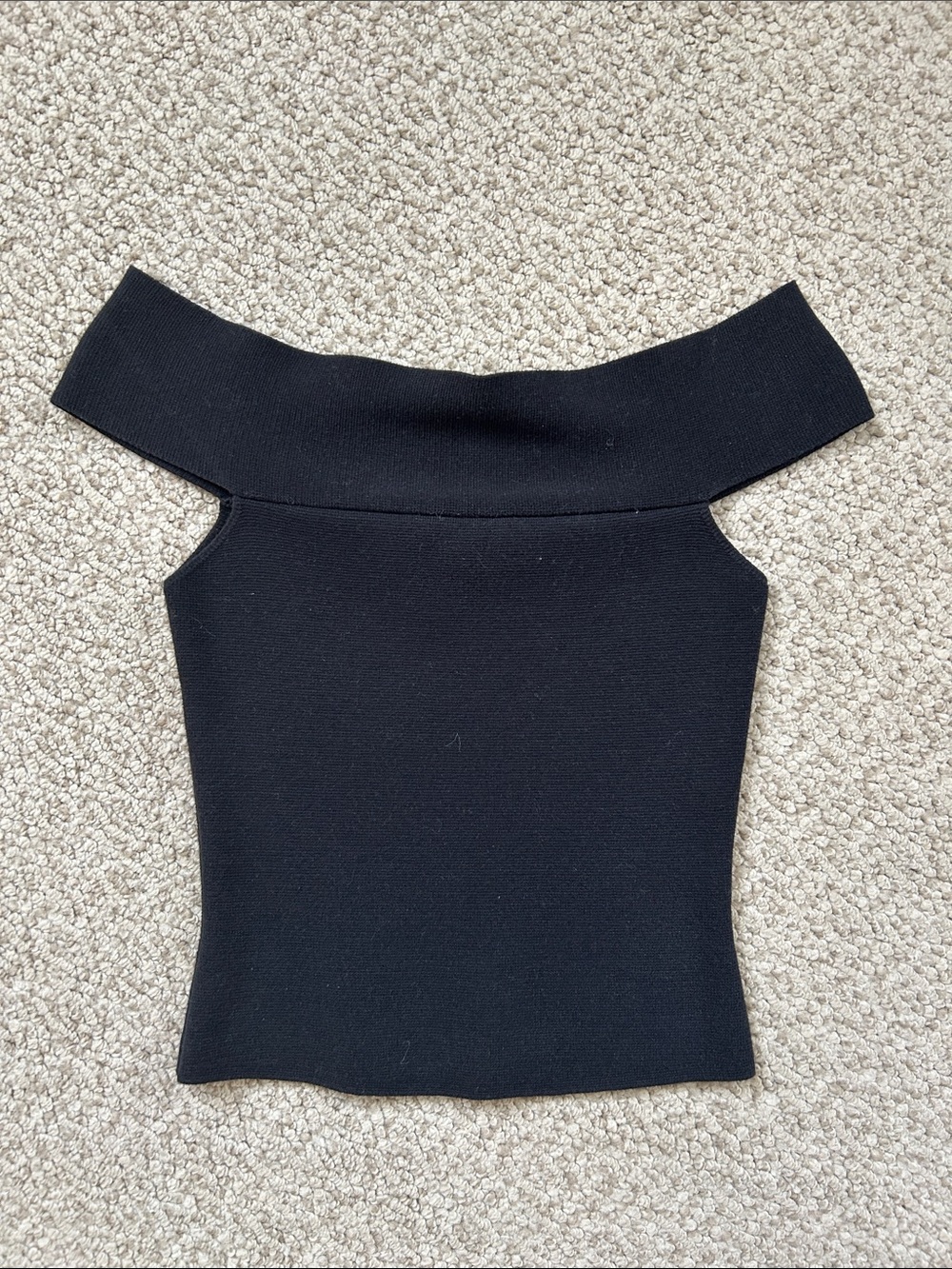 Ronny Kobo Collection Black Off-Shoulder Knit Camisole